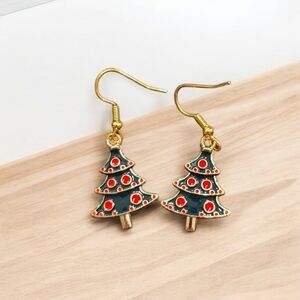 Christmas Tree Holiday Festive Dangle Earrings